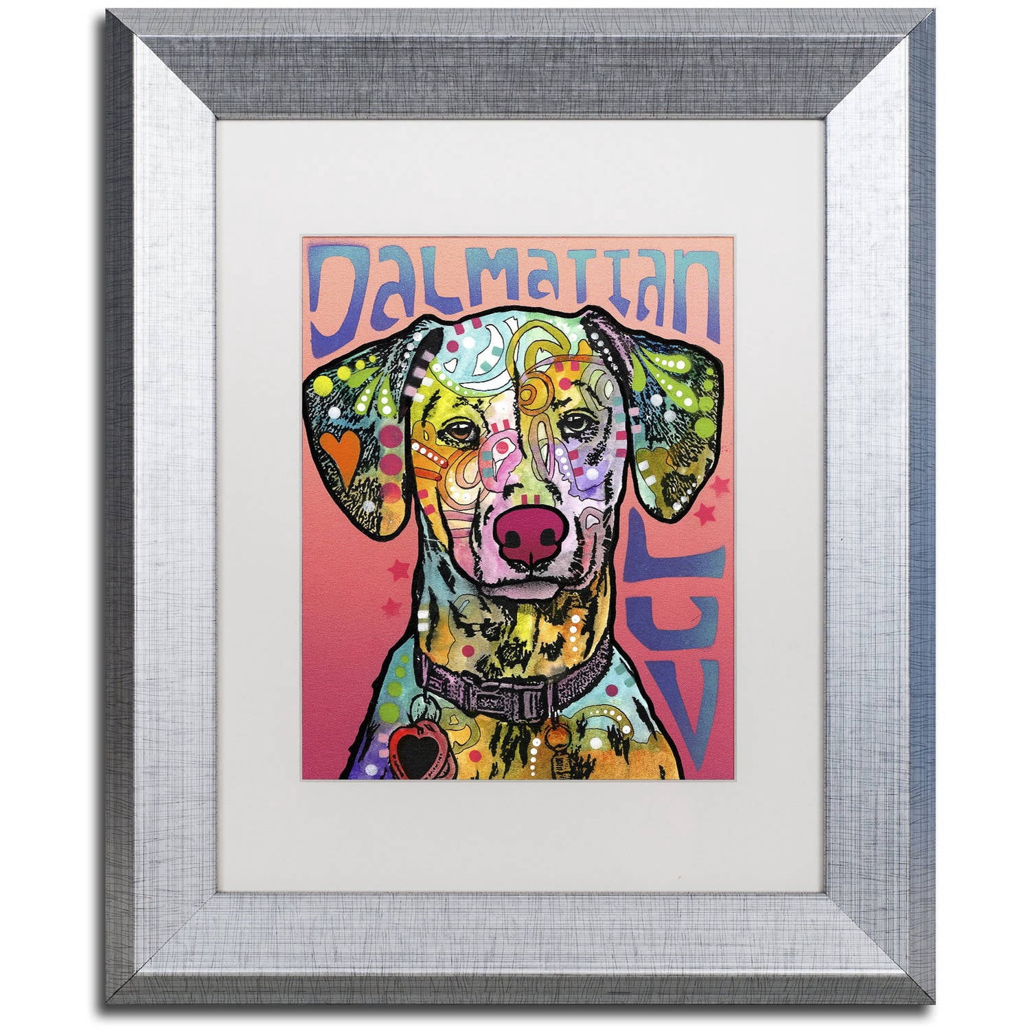 Trademark Fine Art 'Dalmatian Luv' Canvas Art by Dean Russo, White Matte, Silver Frame