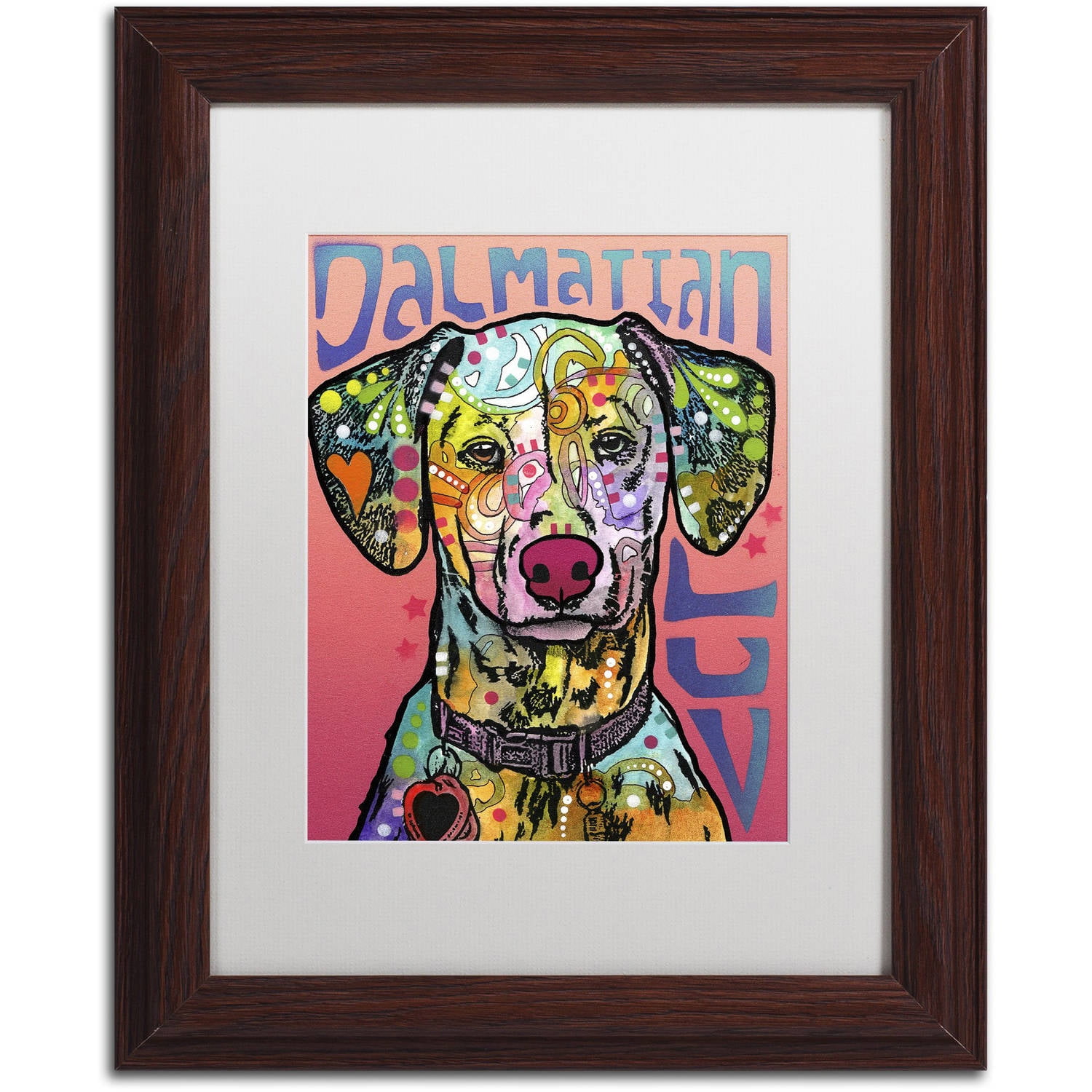 Trademark Fine Art 'Dalmatian Luv' Canvas Art by Dean Russo, White Matte, Wood Frame
