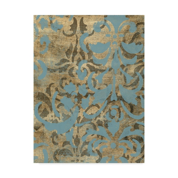 Trademark Fine Art 'Damask Over Gold I' Canvas Art by Jennifer Goldberger