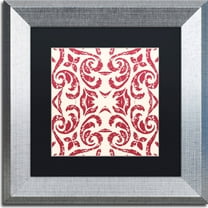 Trademark Fine Art "Damask Red" Canvas Art by Color Bakery, Black Matte, Silver Frame