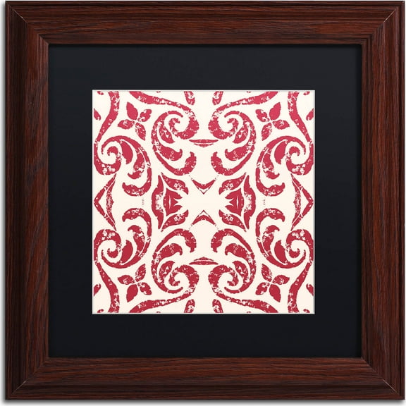 Trademark Fine Art "Damask Red" Canvas Art by Color Bakery, Black Matte, Wood Frame