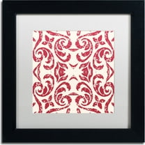Trademark Fine Art "Damask Red" Canvas Art by Color Bakery, White Matte, Black Frame