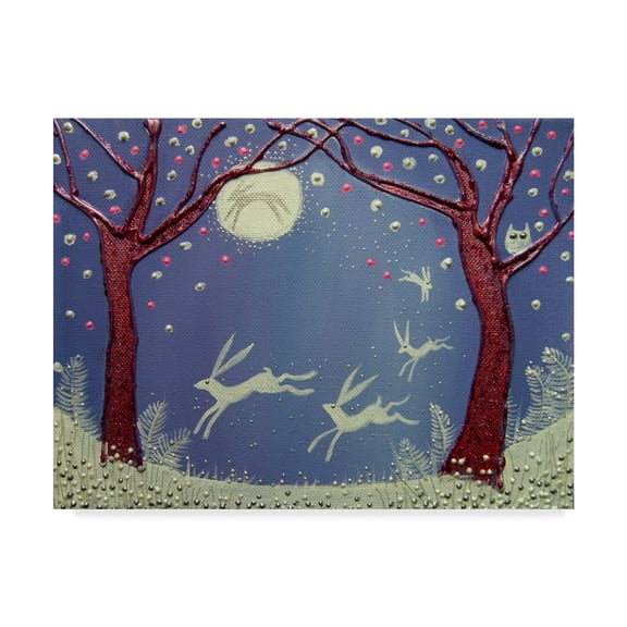 Trademark Fine Art 'Dance Of The Moon Hares' Canvas Art by Angie Livingstone