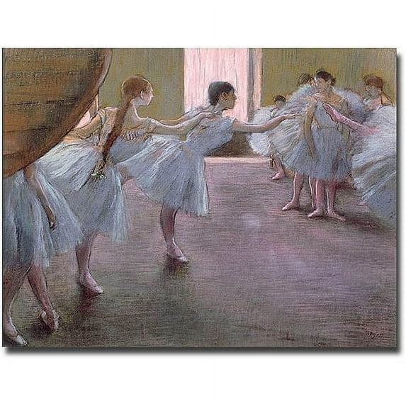 Trademark Fine Art "Dancers at Rehearsal 1875-77" Canvas Wall Art by Edgar Degas