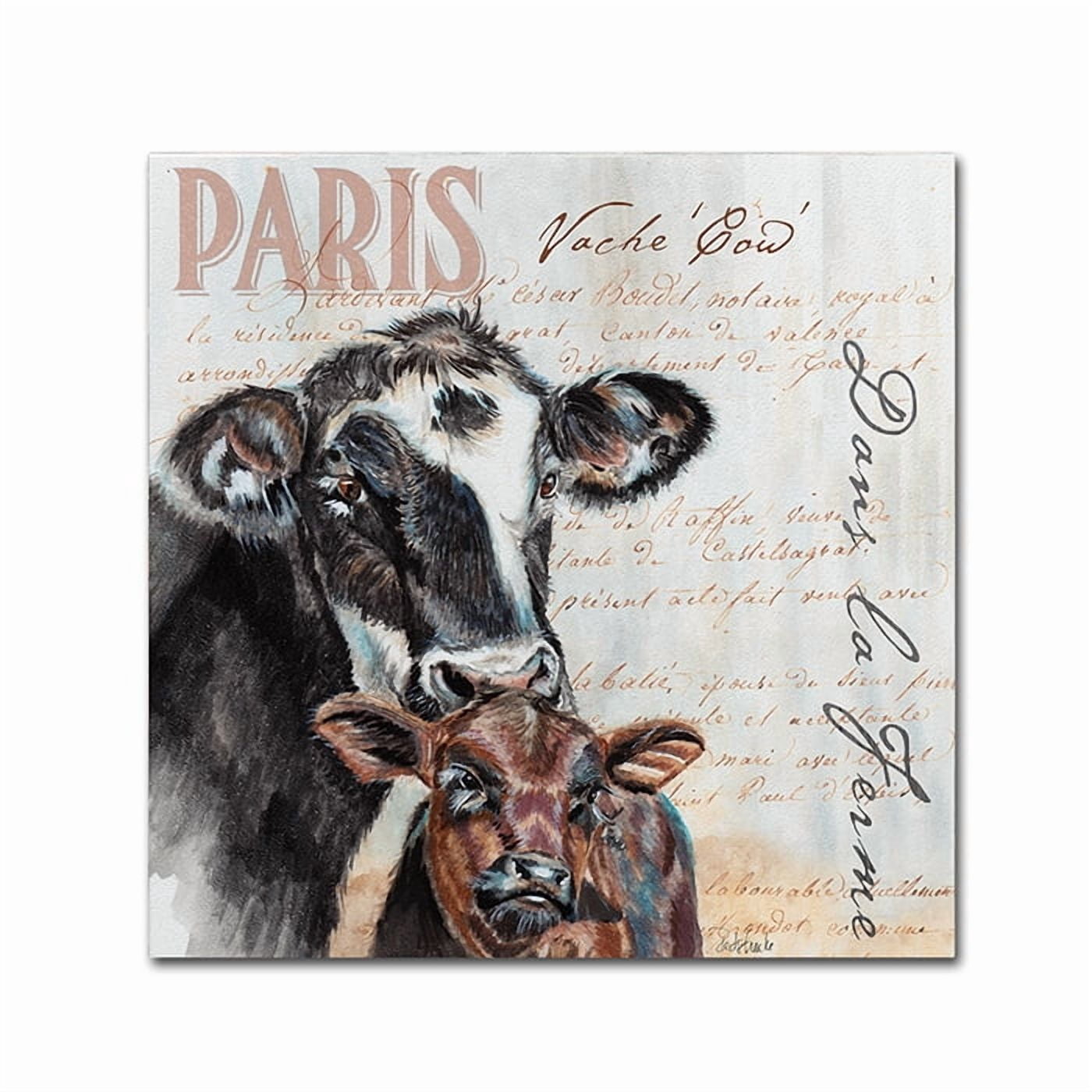 Trademark Fine Art "Dans la Ferme Cow" Canvas Art by Jennifer Redstreake