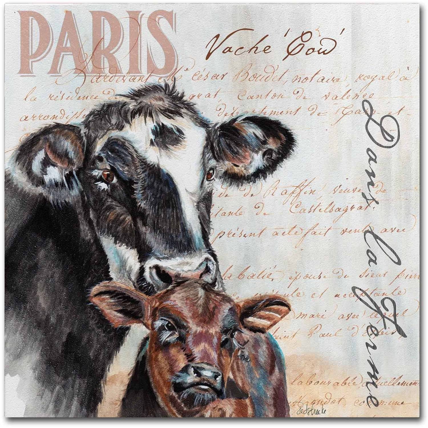 Trademark Fine Art "Dans la Ferme Cow" Canvas Art by Jennifer Redstreake
