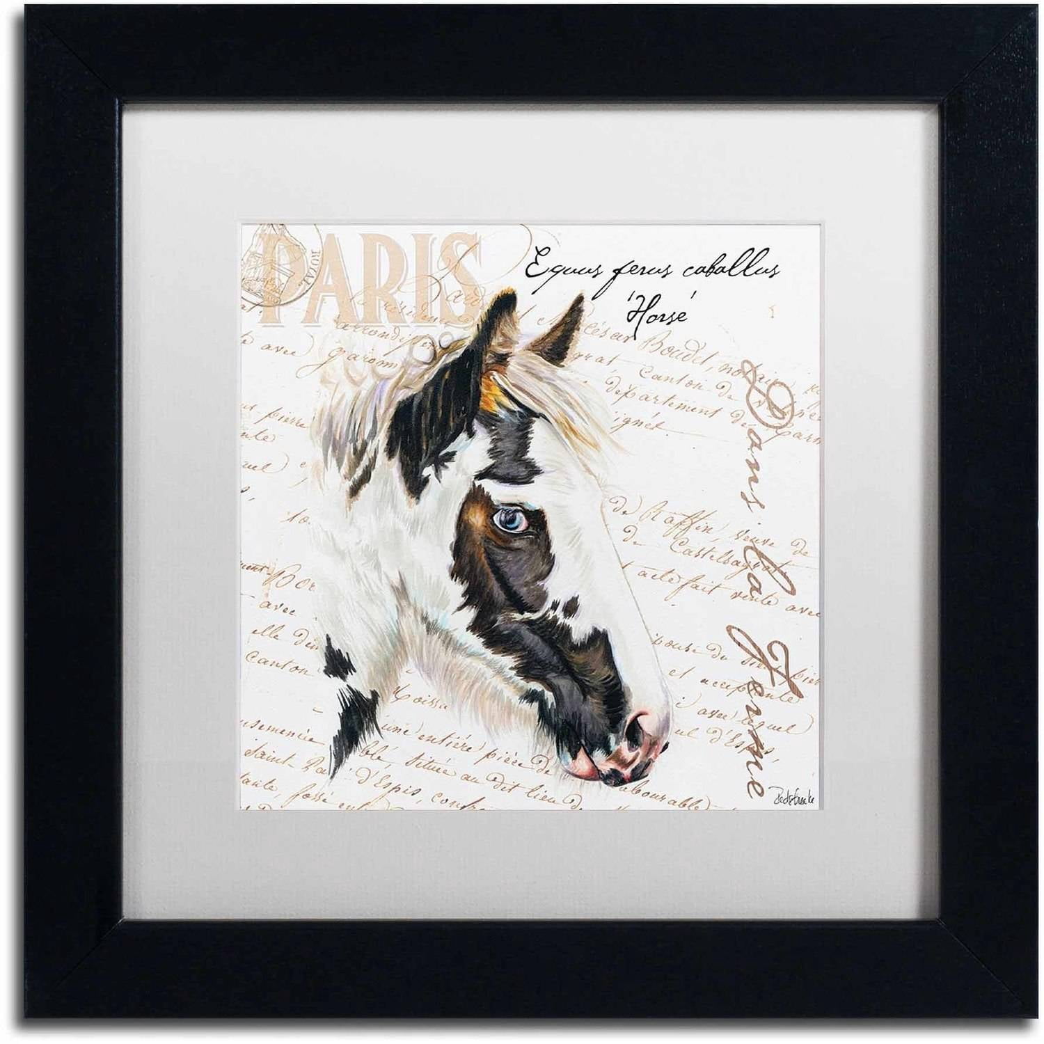 Trademark Fine Art "Dans la Ferme Horse" Canvas Art by Jennifer Redstreake White Matte, Black Frame