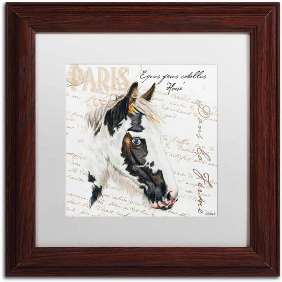 Trademark Fine Art "Dans la Ferme Horse" Canvas Art by Jennifer Redstreake White Matte, Wood Frame