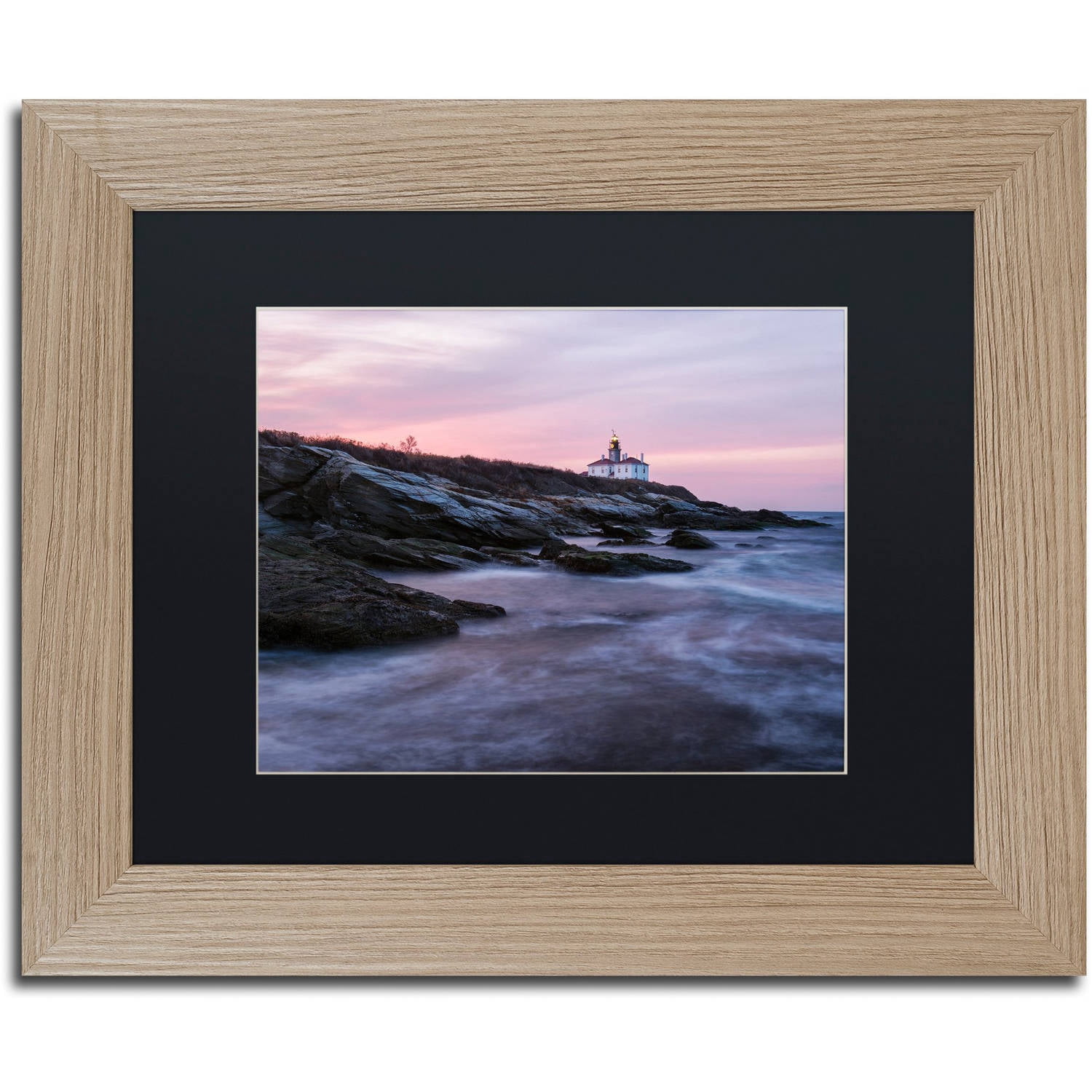 Trademark Fine Art "Dawn at Beavertail" Canvas Art by Michael Blanchette Photography Black Matte, Birch Frame