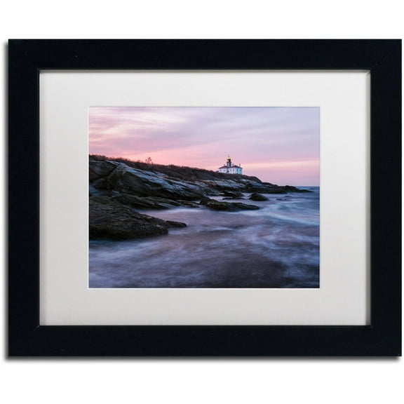 Trademark Fine Art "Dawn at Beavertail" Canvas Art by Michael Blanchette Photography White Matte, Black Frame