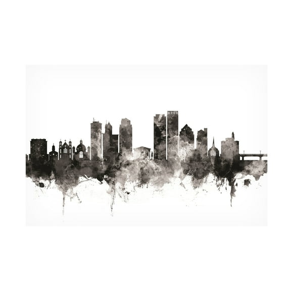 Trademark Fine Art Michael Tompsett Dayton Ohio Skyline Black White Canvas Wall Art - 22x32