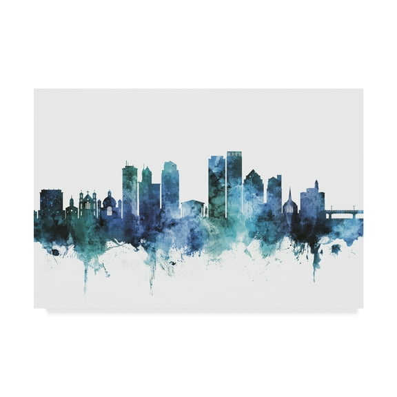 Trademark Fine Art 'Dayton Ohio Skyline Blue' Canvas Art by Michael Tompsett