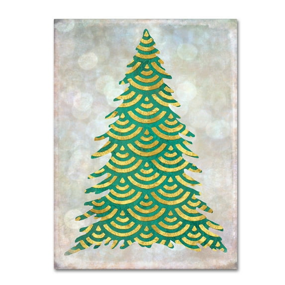 Trademark Fine Art 'Decorated Green and Gold Xmas Tree' Canvas Art by Cora Niele