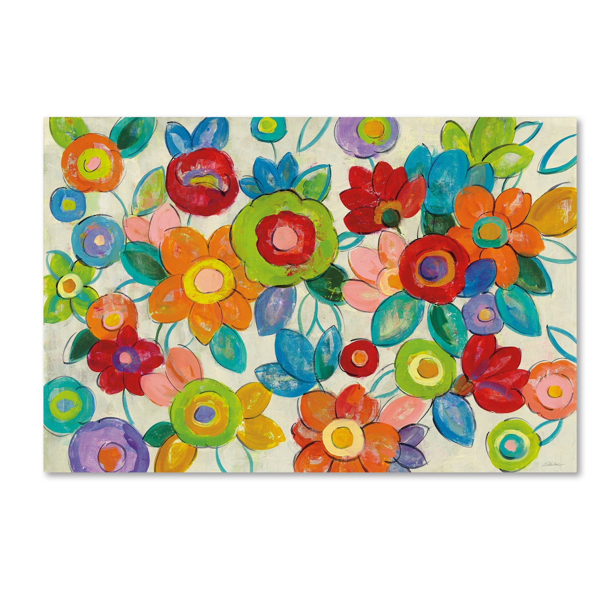 Trademark Fine Art "Decorative Flowers Bright" Canvas Art by Silvia Vassileva