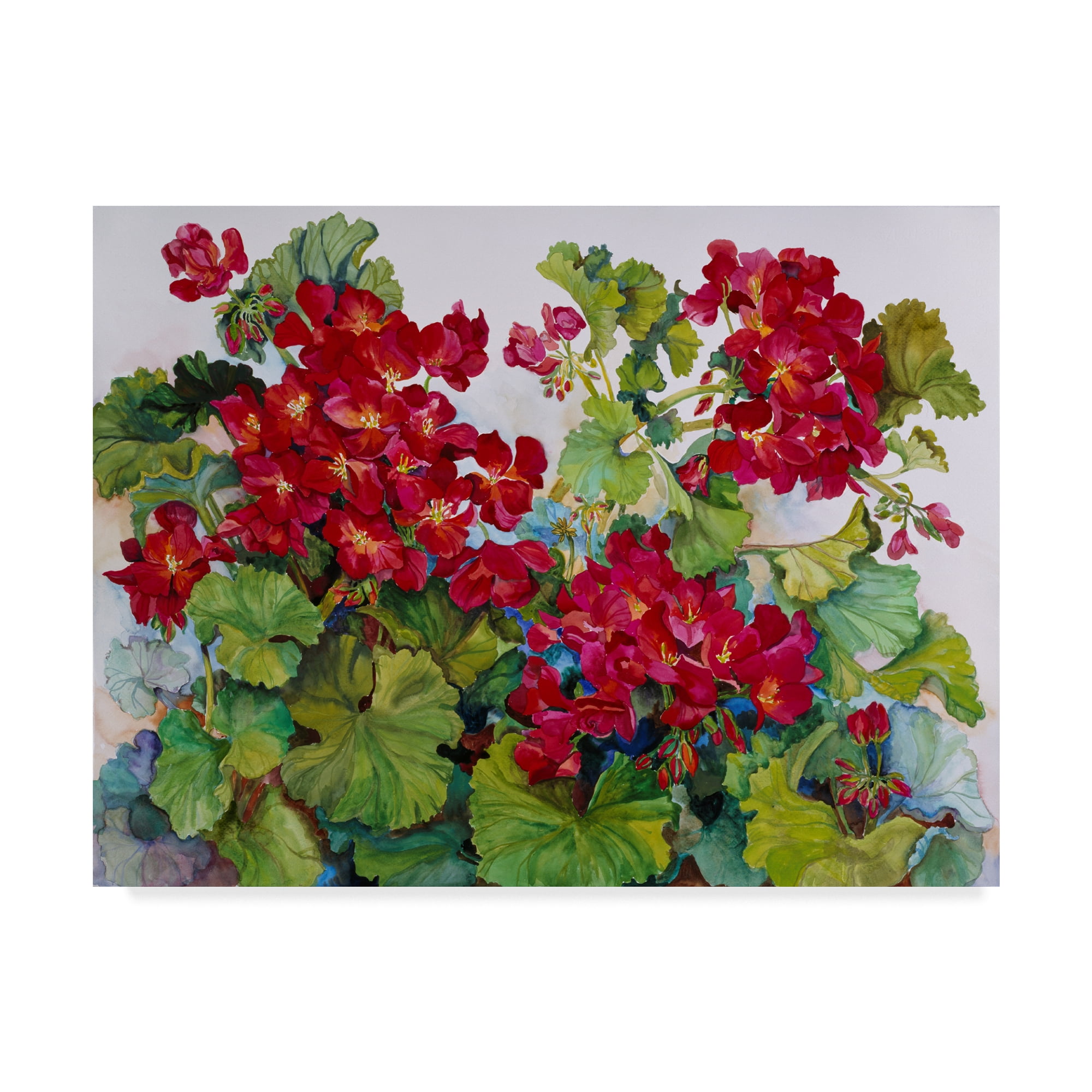 Large Red and Green Floral Canvas Landscape Art