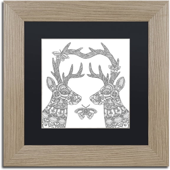 Trademark Fine Art 'Deer Lovers' Canvas Art by Filippo Cardu Black Matte, Birch Frame
