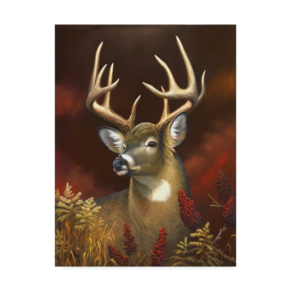 Trademark Fine Art 'Deer On Red' Canvas Art by Leo Stans