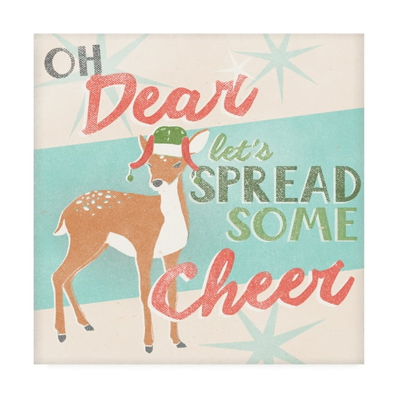 Trademark Fine Art 'Deer Retro Christmas I' Canvas Art by June Erica Vess