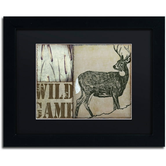 Trademark Fine Art "Deer with White Tail" Canvas Art by Color Bakery Black Matte, Black Frame