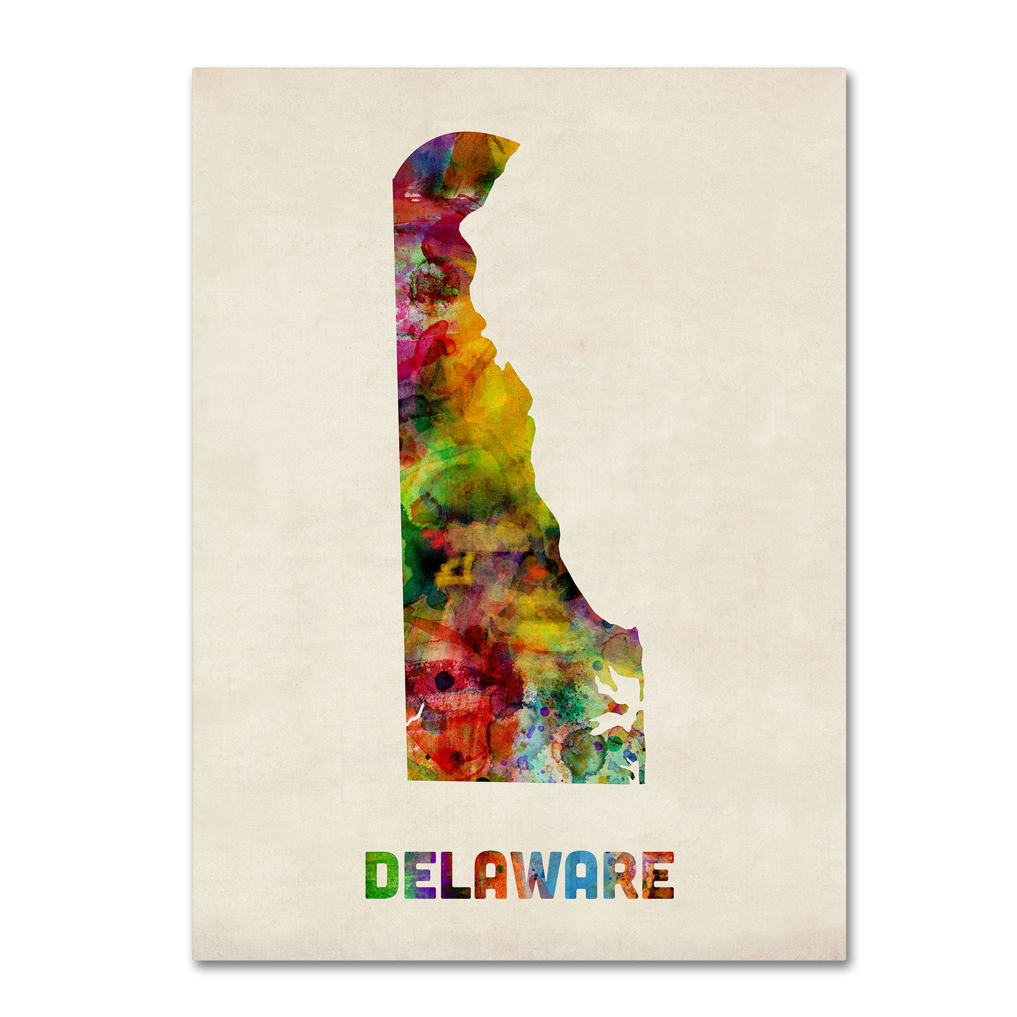 Trademark Fine Art "Delaware Map" Canvas Wall Art by Michael Tompsett