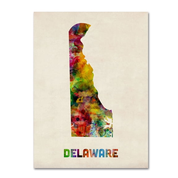 Trademark Fine Art "Delaware Map" Canvas Wall Art by Michael Tompsett