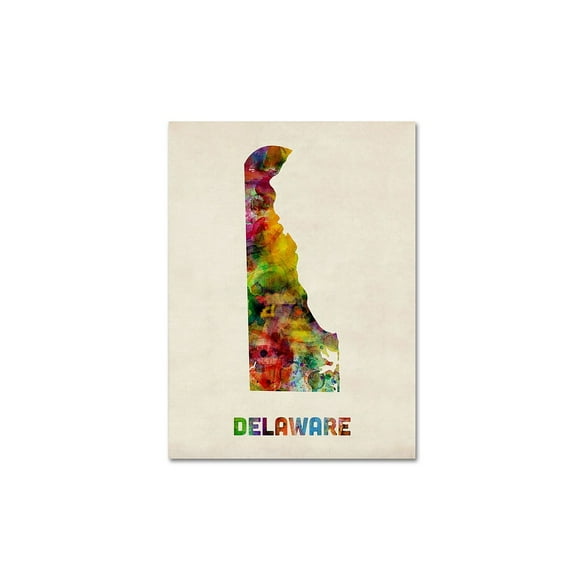 Trademark Fine Art "Delaware Map" Canvas Wall Art by Michael Tompsett