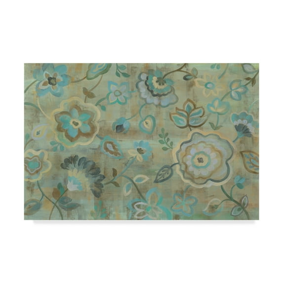 Trademark Fine Art 'Delicate Teal Floral' Canvas Art by Silvia Vassileva