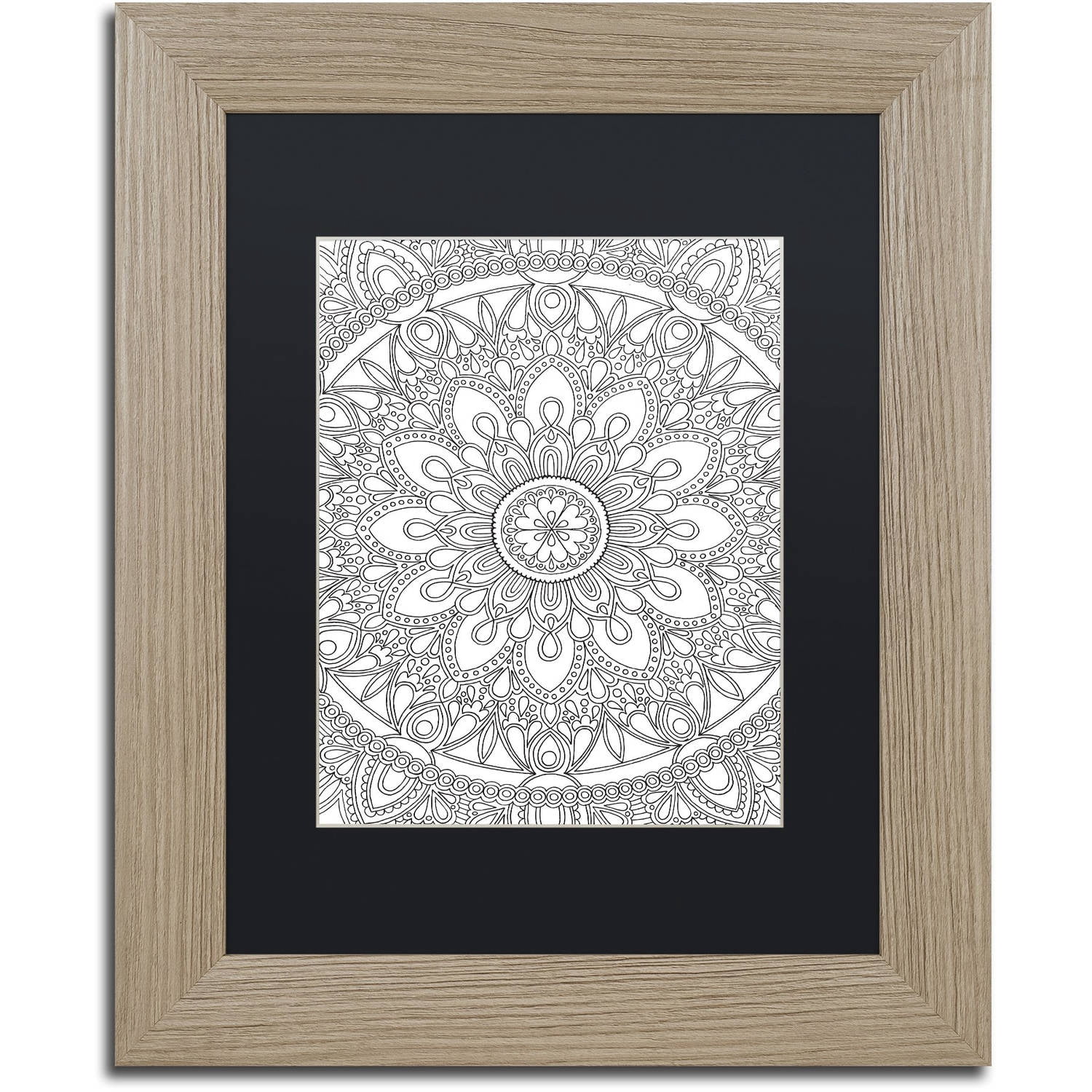 Trademark Fine Art "Delightful Mandala" Canvas Art by Hello Angel, Black Matte, Birch Frame