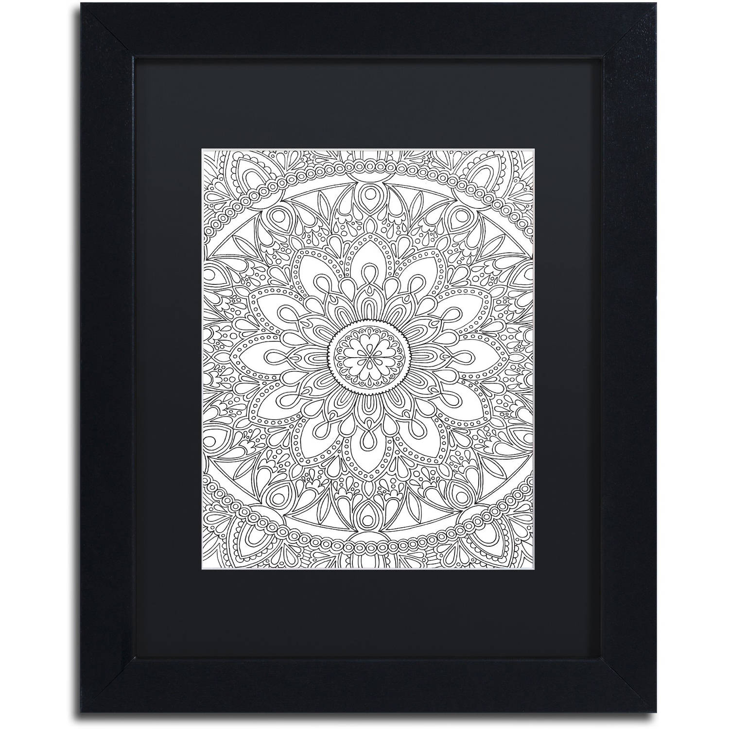 Trademark Fine Art "Delightful Mandala" Canvas Art by Hello Angel, Black Matte, Black Frame