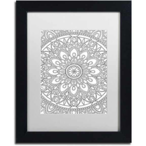 Trademark Fine Art "Delightful Mandala" Canvas Art by Hello Angel, White Matte, Black Frame