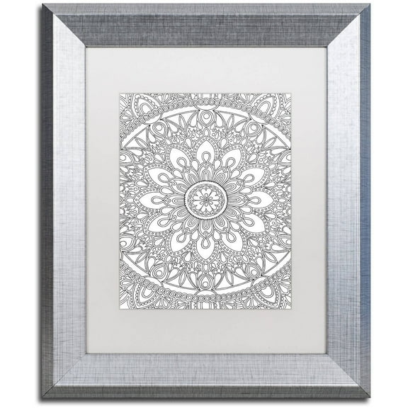Trademark Fine Art "Delightful Mandala" Canvas Art by Hello Angel, White Matte, Silver Frame