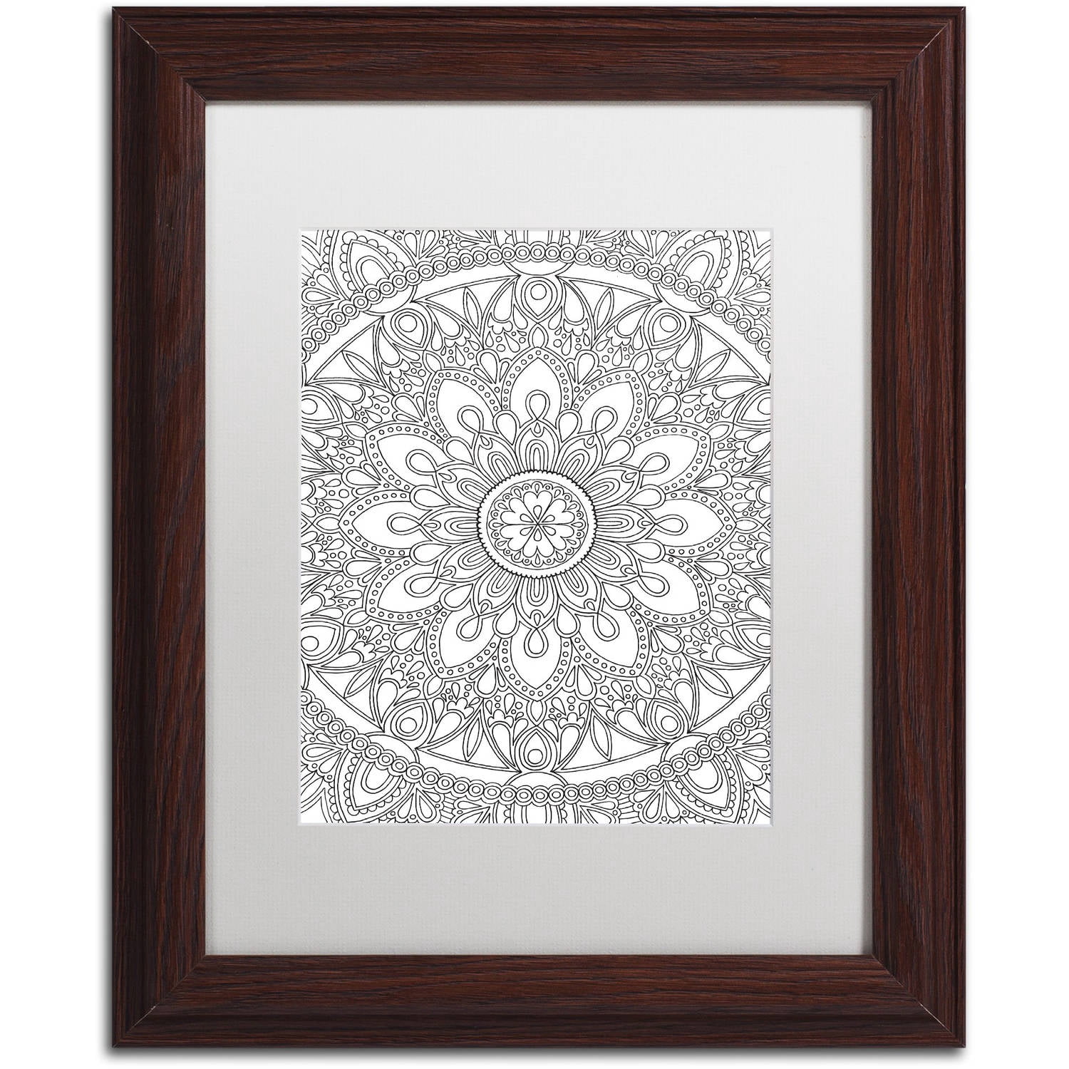 Trademark Fine Art "Delightful Mandala" Canvas Art by Hello Angel, White Matte, Wood Frame