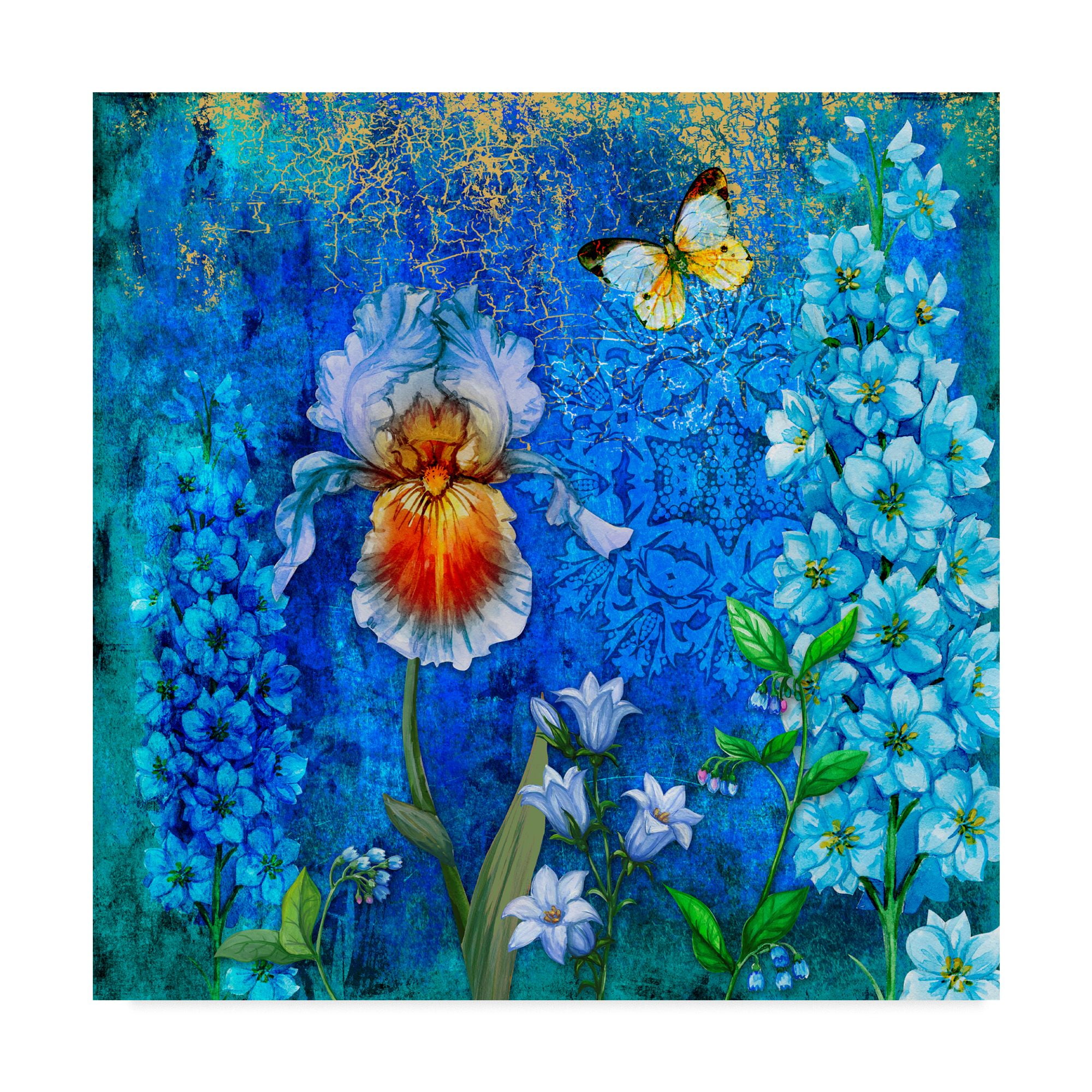 Trademark Fine Art 'Delphinium And Iris' Canvas Art by Maria Rytova