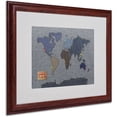 thumbnail image 1 of Trademark Fine Art "Denim World Map" Matted Framed Art by Michael Tompsett, 1 of 2