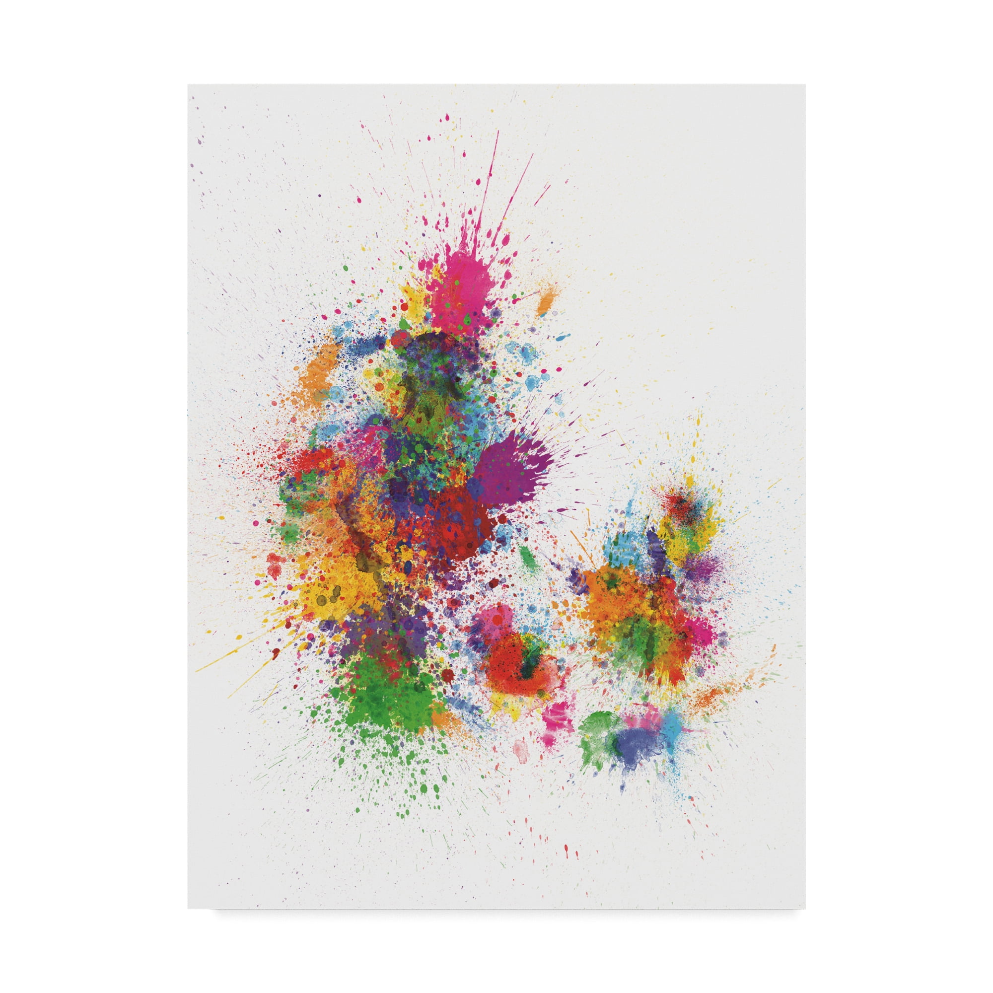 Trademark Fine Art 'Denmark Paint Splashes Map' Canvas Art by Michael Tompsett