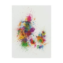 Trademark Fine Art 'Denmark Paint Splashes Map' Canvas Art by Michael Tompsett
