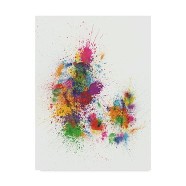 Trademark Fine Art 'Denmark Paint Splashes Map' Canvas Art by Michael Tompsett