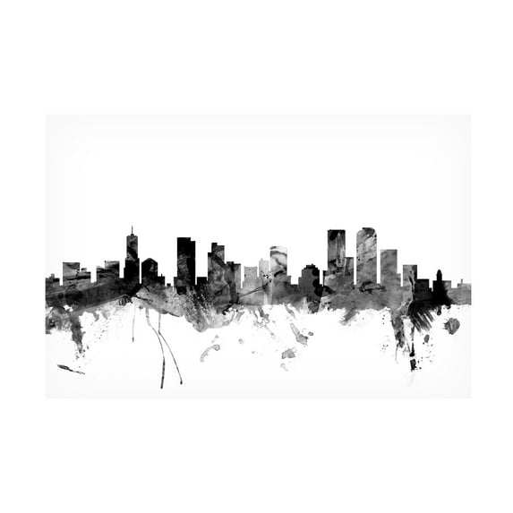 Trademark Fine Art Michael Tompsett Denver Colorado Skyline B&W Canvas Wall Art - 22x32