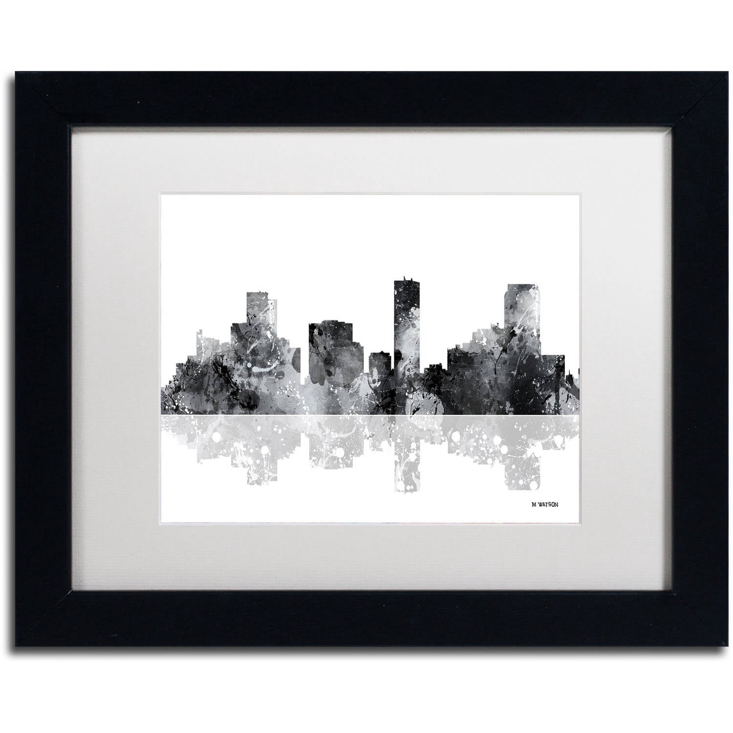 Trademark Fine Art "Denver Colorado Skyline BG-1" Canvas Art by Marlene Watson, White Matte, Black Frame