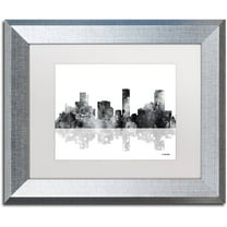 Trademark Fine Art "Denver Colorado Skyline BG-1" Canvas Art by Marlene Watson, White Matte, Silver Frame