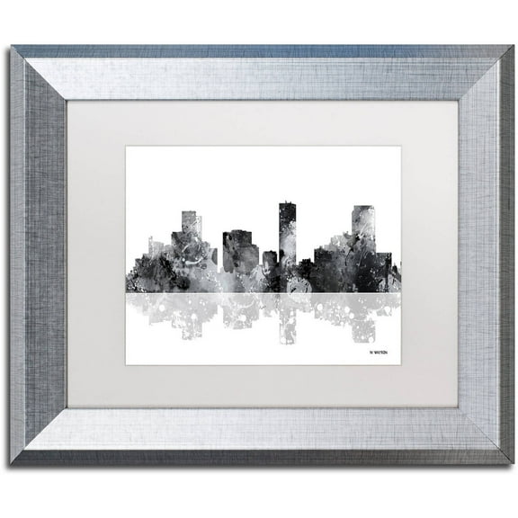 Trademark Fine Art "Denver Colorado Skyline BG-1" Canvas Art by Marlene Watson, White Matte, Silver Frame