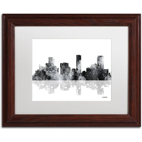 Trademark Fine Art "Denver Colorado Skyline BG-1" Canvas Art by Marlene Watson, White Matte, Wood Frame