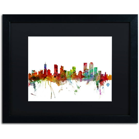 Trademark Fine Art 'Denver Colorado Skyline' Canvas Art by Michael Tompsett, Black Matte, Black Frame