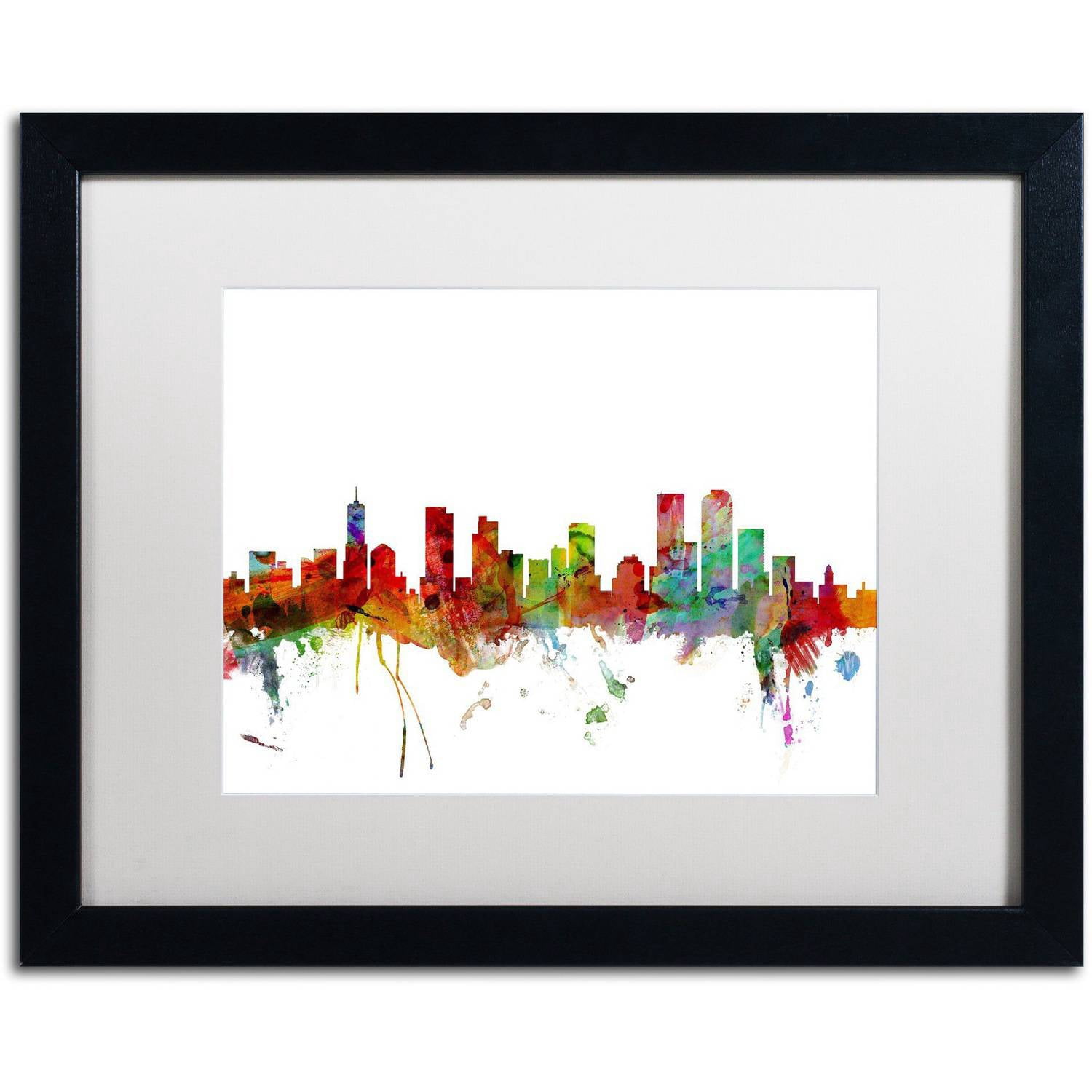 Trademark Fine Art 'Denver Colorado Skyline' Canvas Art by Michael Tompsett, White Matte, Black Frame