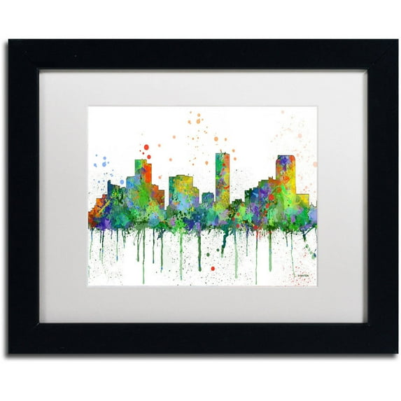 Trademark Fine Art "Denver Colorado Skyline Mclr-1" Canvas Art by Marlene Watson, White Matte, Black Frame
