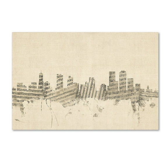 Trademark Fine Art "Denver Colorado Skyline Sheet Music" Canvas Art by Michael Tompsett