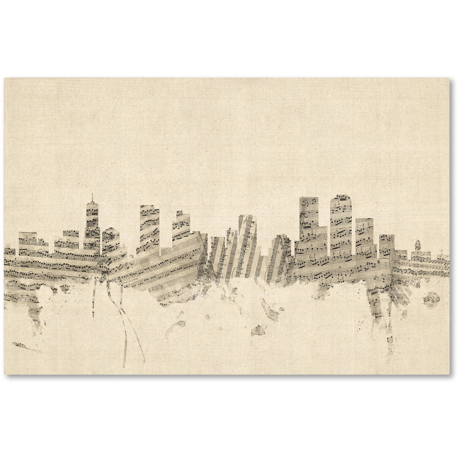 Trademark Fine Art "Denver Colorado Skyline Sheet Music" Canvas Art by Michael Tompsett