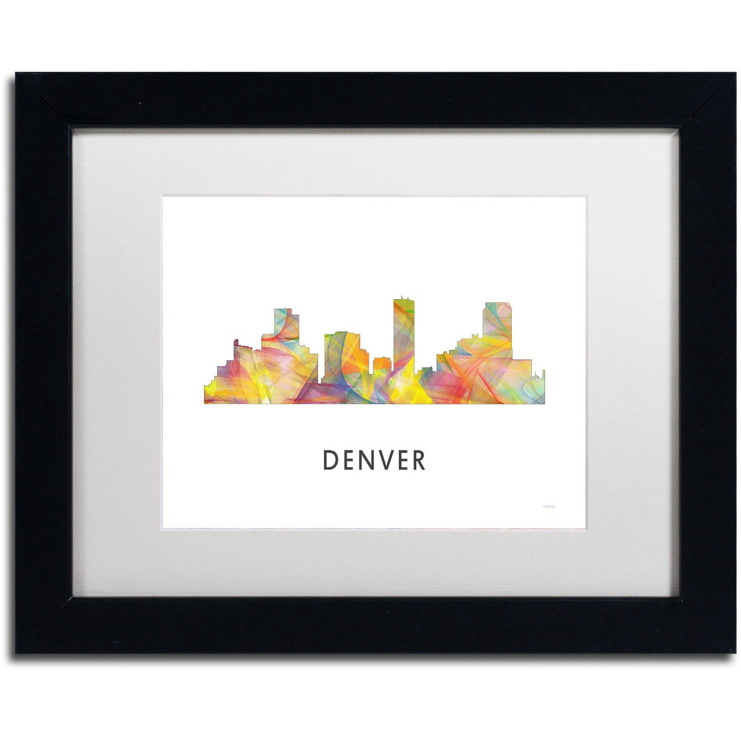 Trademark Fine Art 'Denver Colorado Skyline WB-1' Canvas Art by Marlene Watson, White Matte, Black Frame