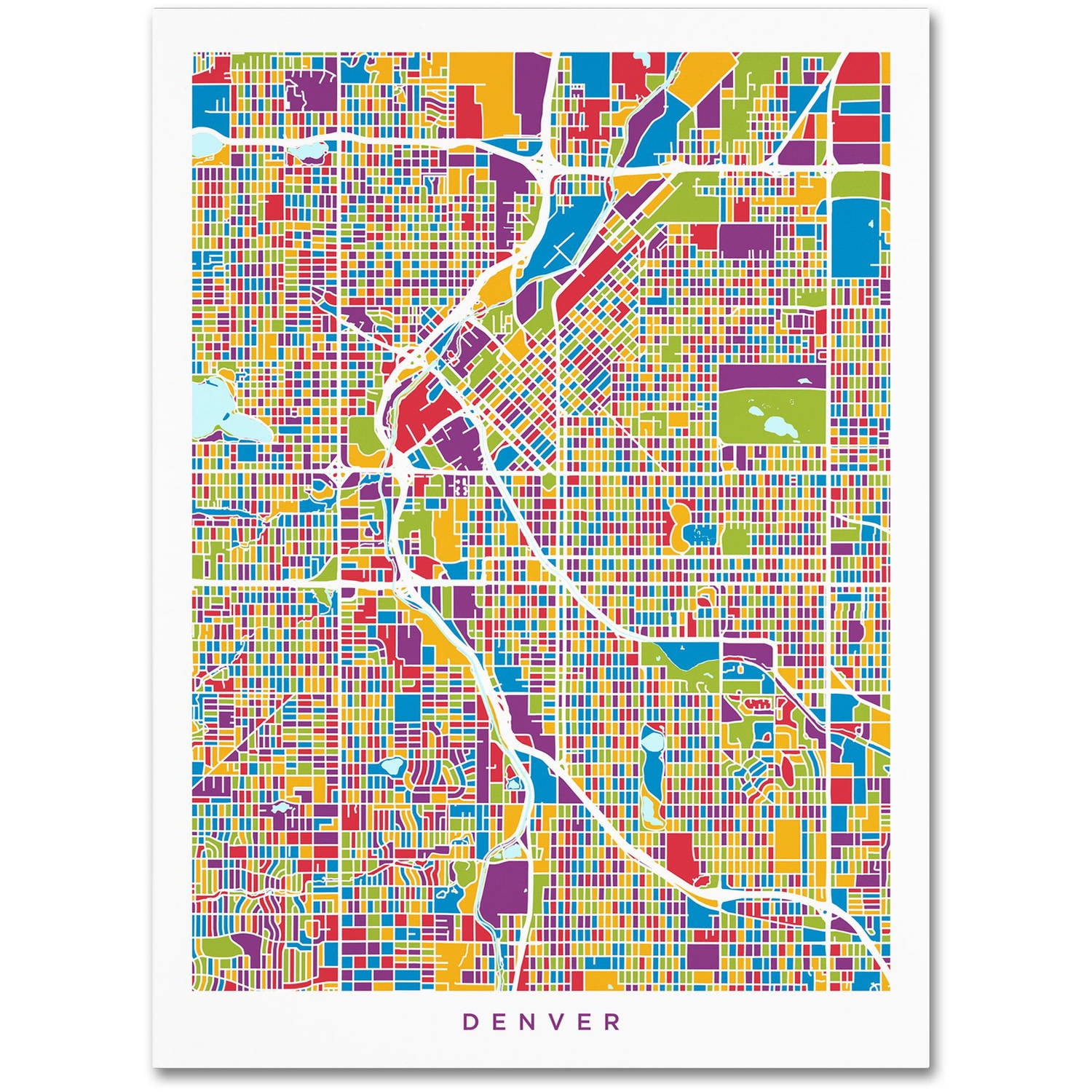 Trademark Fine Art "Denver Colorado Street Map 2" Canvas Art by Michael Tompsett