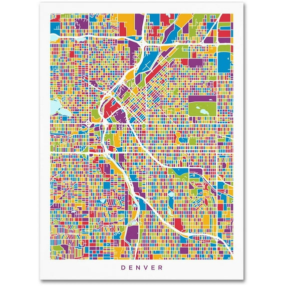 Trademark Fine Art "Denver Colorado Street Map 2" Canvas Art by Michael Tompsett